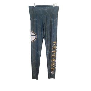 GREENBAY PACKERS NFL ATHLETIC LEGGINGS SIZE LARGE LOGO‎ GREEN YELLOW WHITE